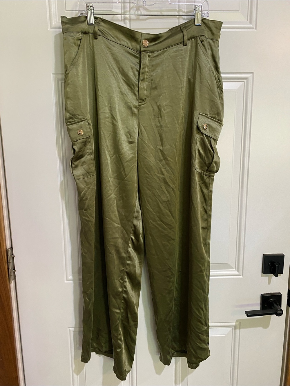 Guess Olive Green Boot Flare Cargo Pants